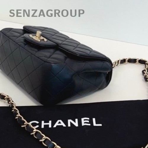 Chanel Classic Flap Chain Shoulder Bag Crossbody Black Gold Women Designer