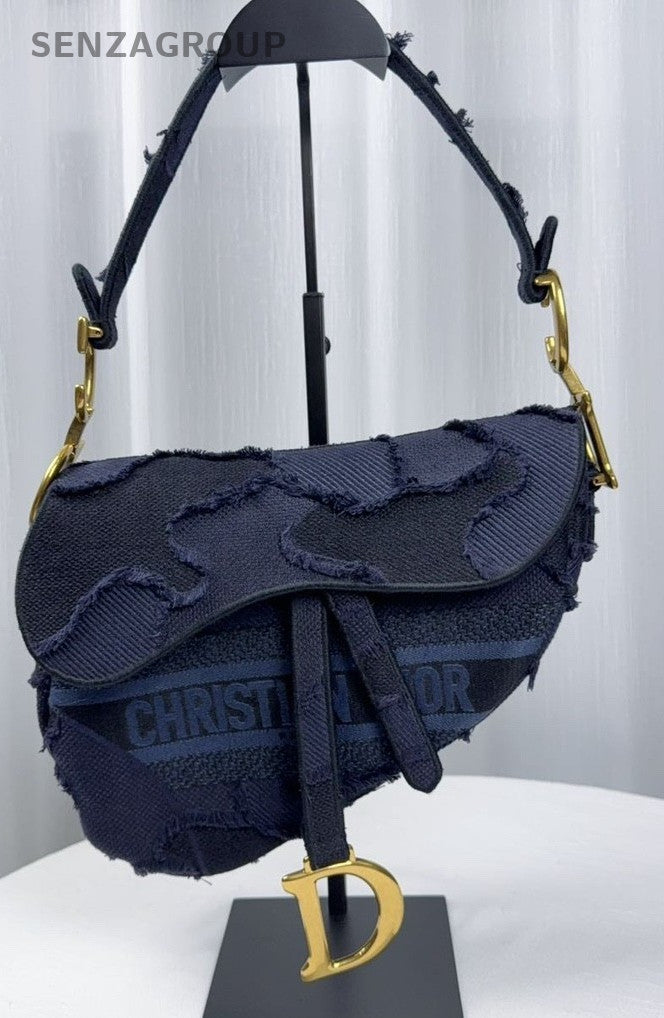 Christian Dior Saddle bag MM Embroidery in blue and black Shoulder bag Women