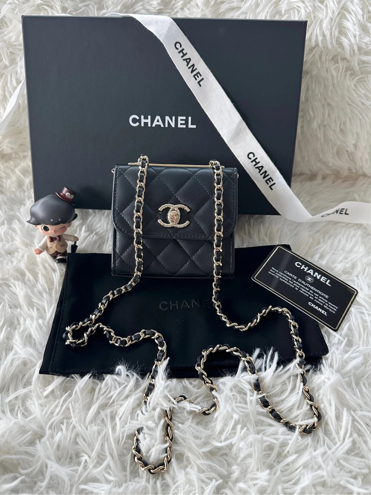 CHANEL Trendy CC WOC Mini Embossed Button Lambskin Bag For Women