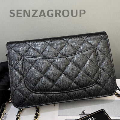 Chanel Black Caviar Leather WOC Chain Shoulder Crossbody Bag Classic