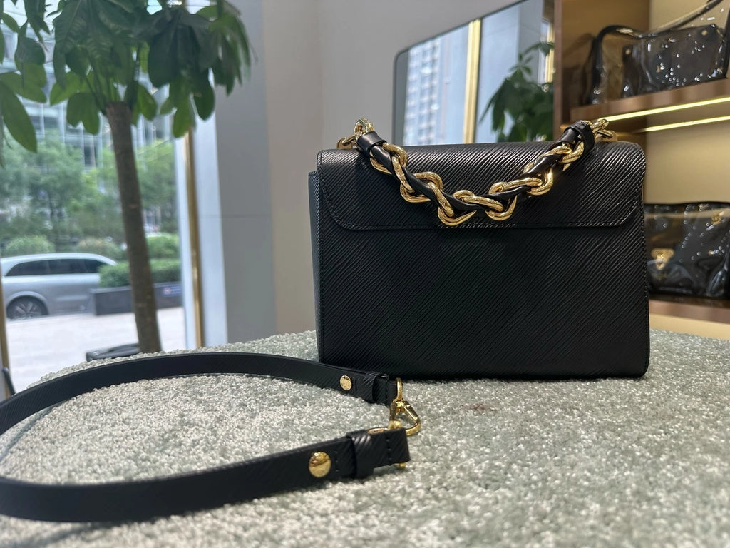 Louis Vuitton Twist Medium Black Epi Crossbody Shoulder Bag For Women