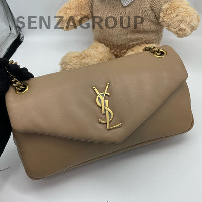 Saint Laurent Beige Gold Chain Shoulder Bag Classic Fashion Women