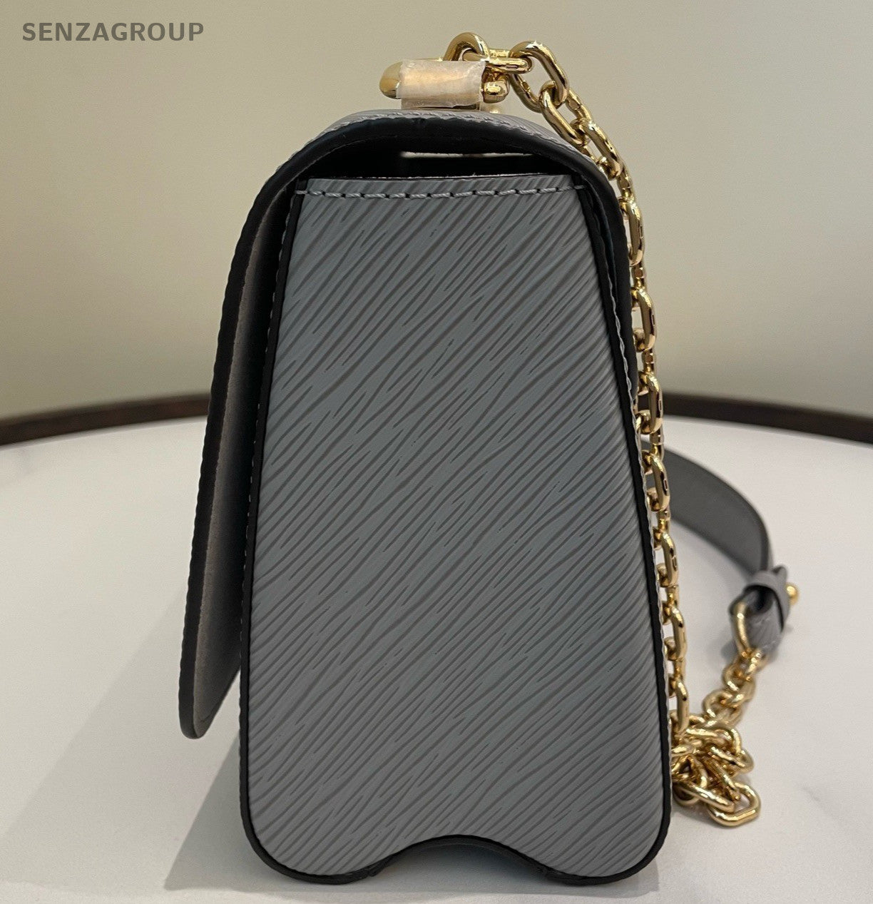 Louis Vuitton Twist MM Epi Chain Shoulder Bag Gray Gold Women Classic Fashion