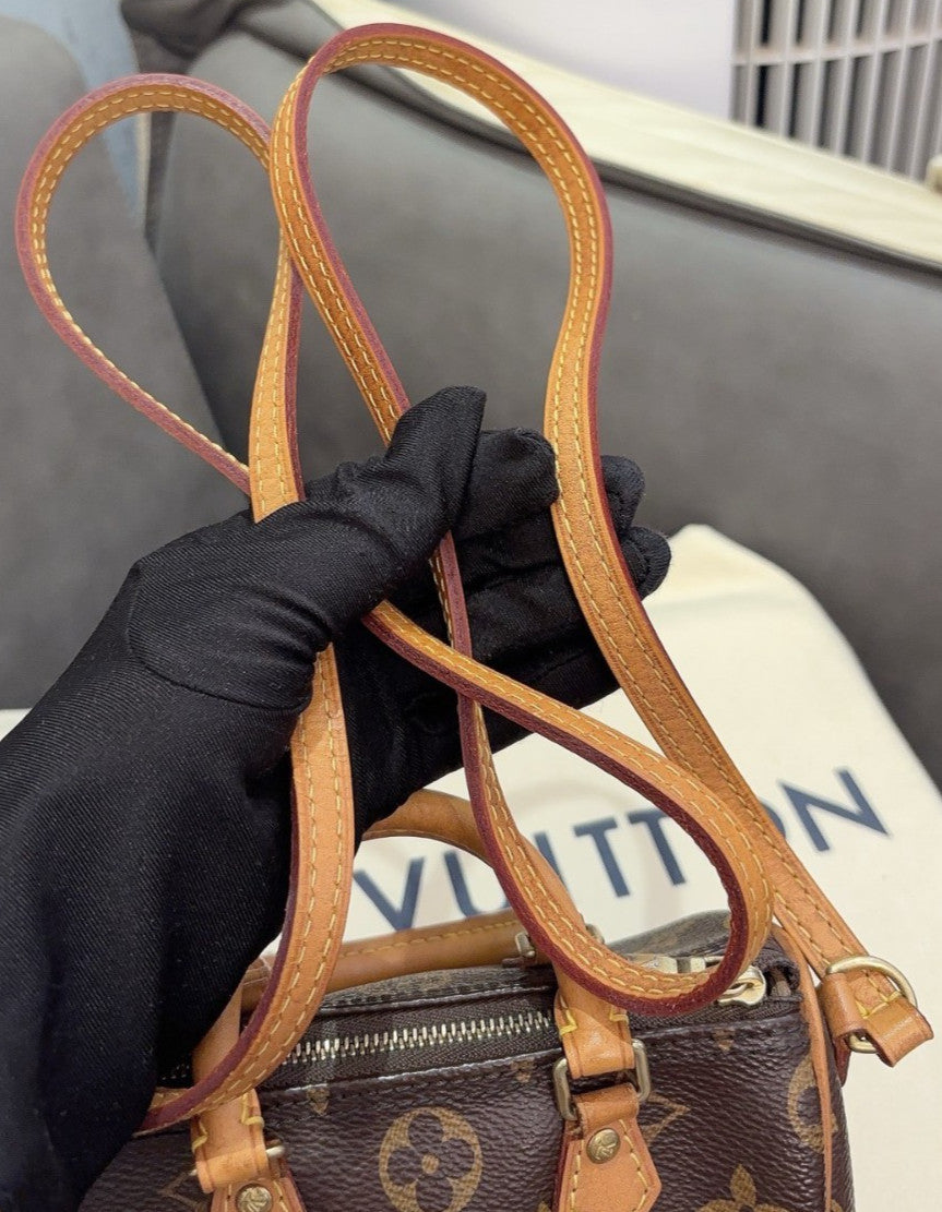 Louis Vuitton Speedy Nano Monogram Crossbody Brown Women Classic Designer