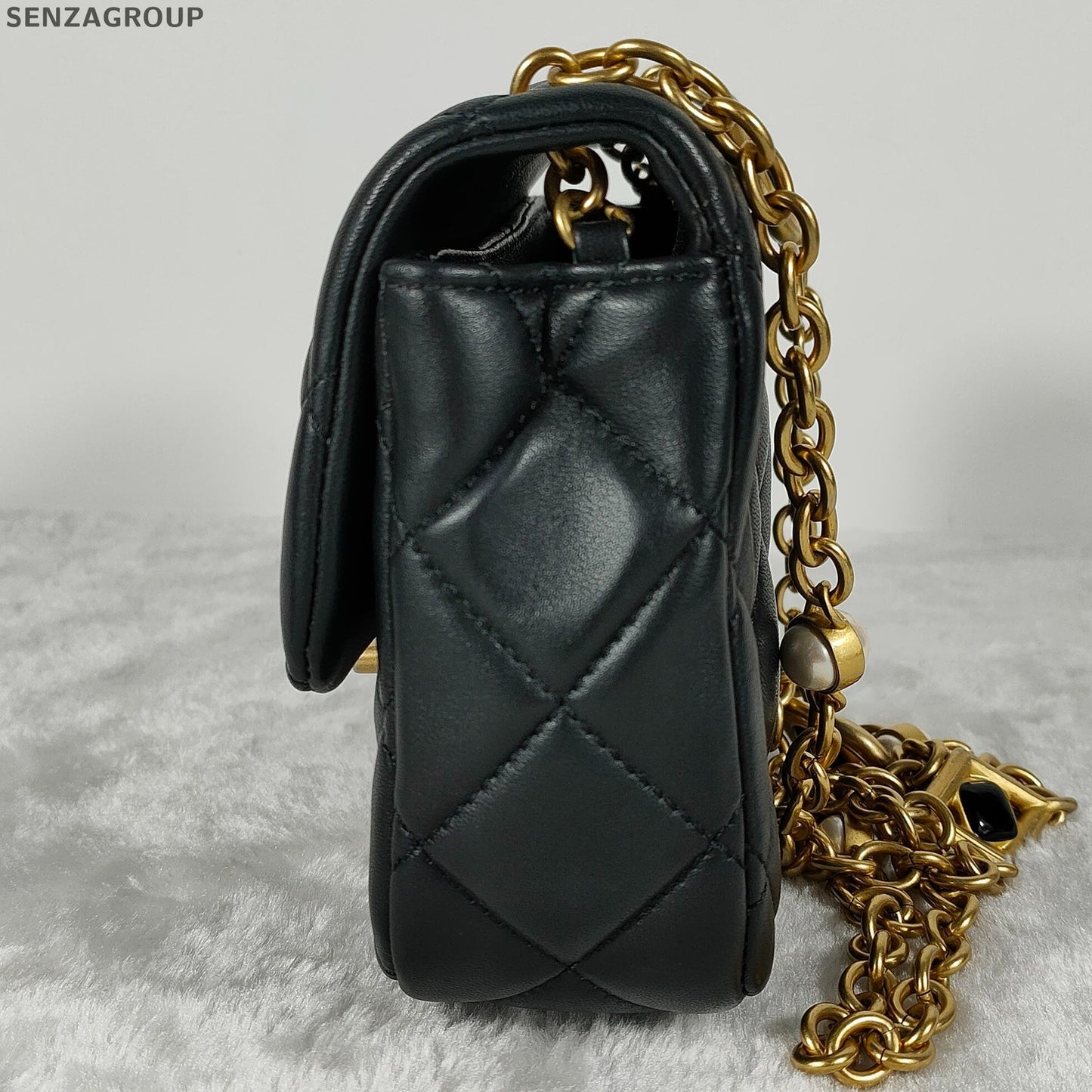 Chanel Black Gold Mini Square Flap Bag Quilted Chain Shoulder Bag