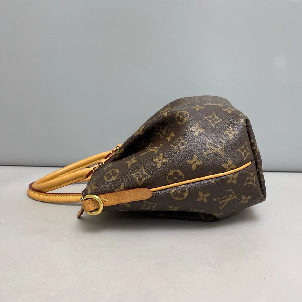 Authentic Louis Vuitton Turenne PM Monogram Top Handle Crossbody Bag Brown GHW