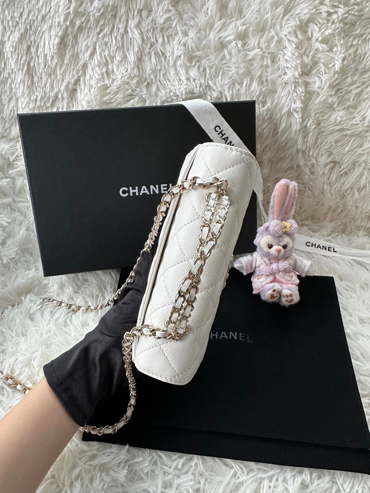 CHANEL White Leather Top Handle Kelly Handbag For Women