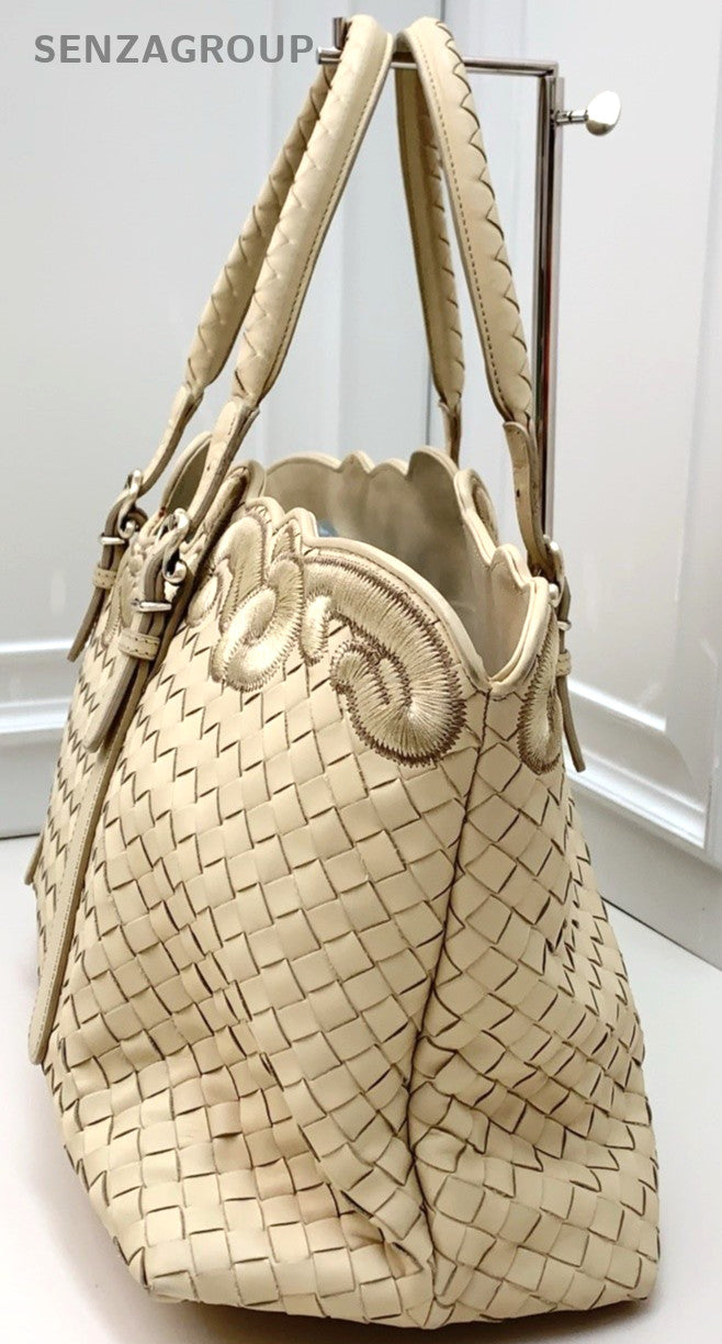 Bottega Veneta Tote Top Handle Shoulder Bag Rare Beige Women