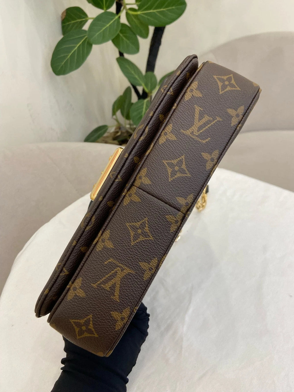 Louis Vuitton Marceau Chain Shoulder Bag Crossbody Brown Gold Women Classic