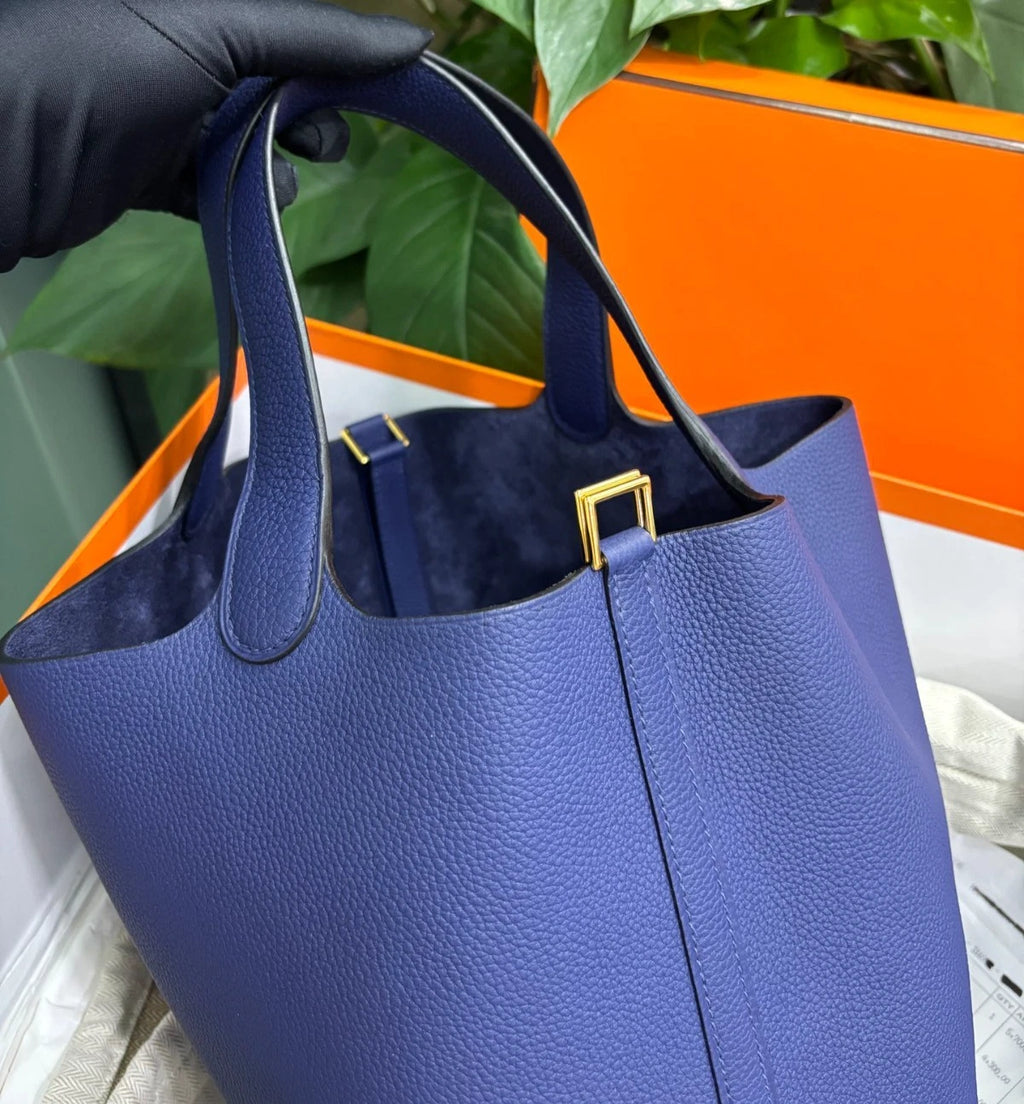 Hermes Picotin22 Bucket Top Handle Bag Shoulder Bag Blue Wmmen Fashion
