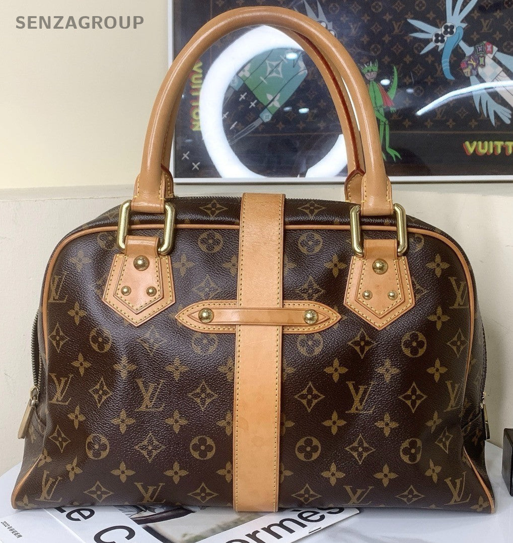 Louis Vuitton Monogram GM Top Handle Bag Brown Gold Used Women Classic Vintage