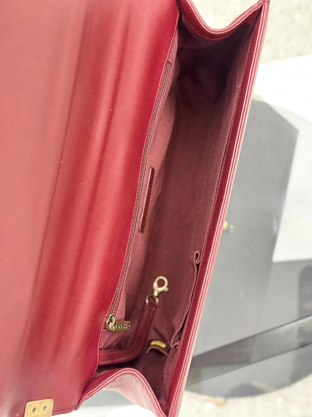 Chanel Leboy Lambskin Chain Shoulder Crossbody Bag Red Gold Hardware Women S