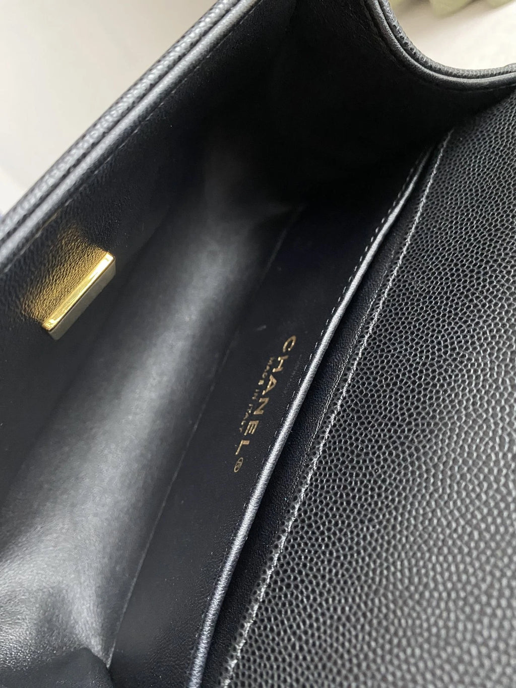 CHANEL Black Gold Leather Small LeBoy Shoulder Bag For Women