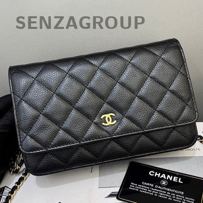 Chanel Black Caviar Leather WOC Chain Shoulder Crossbody Bag Classic