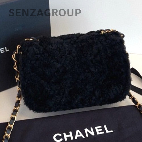 Chanel Chain PM 2Way Shoulder Bag Crossbody Black Gold Women Classic