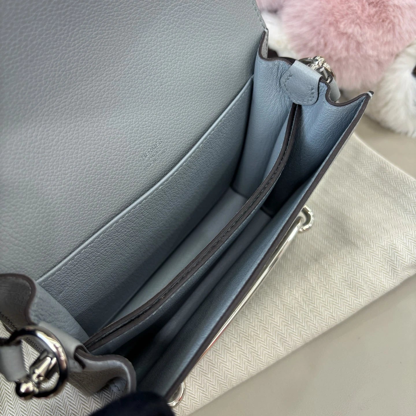Hermes Roulis19 Evercolor Shoulder Crossbody Blue Silver Women Classic