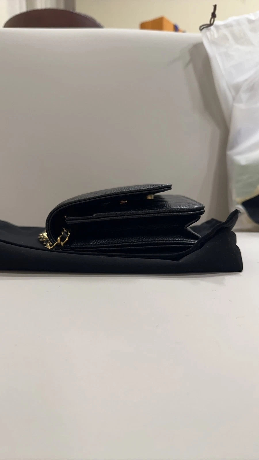 Chanel Black Gold Calfskin WOC Crossbody For Women