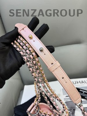 Chanel Small Pink & Gold Chevron Gabrielle Hobo Chain Crossbody Bag