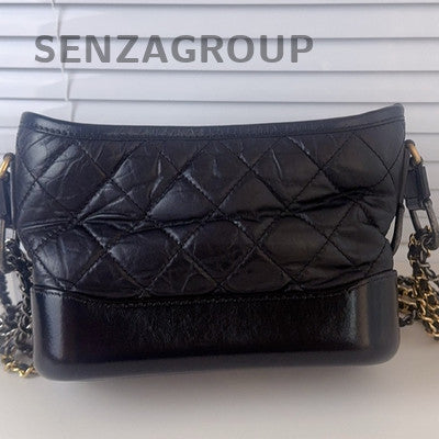 Chanel Gabrielle Hobo Small Black Gold Chain Shoulder Bag Quilted Classic