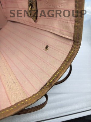 Louis Vuitton Neverfull MM Damier Ebene Brown Gold Shoulder Bag Women