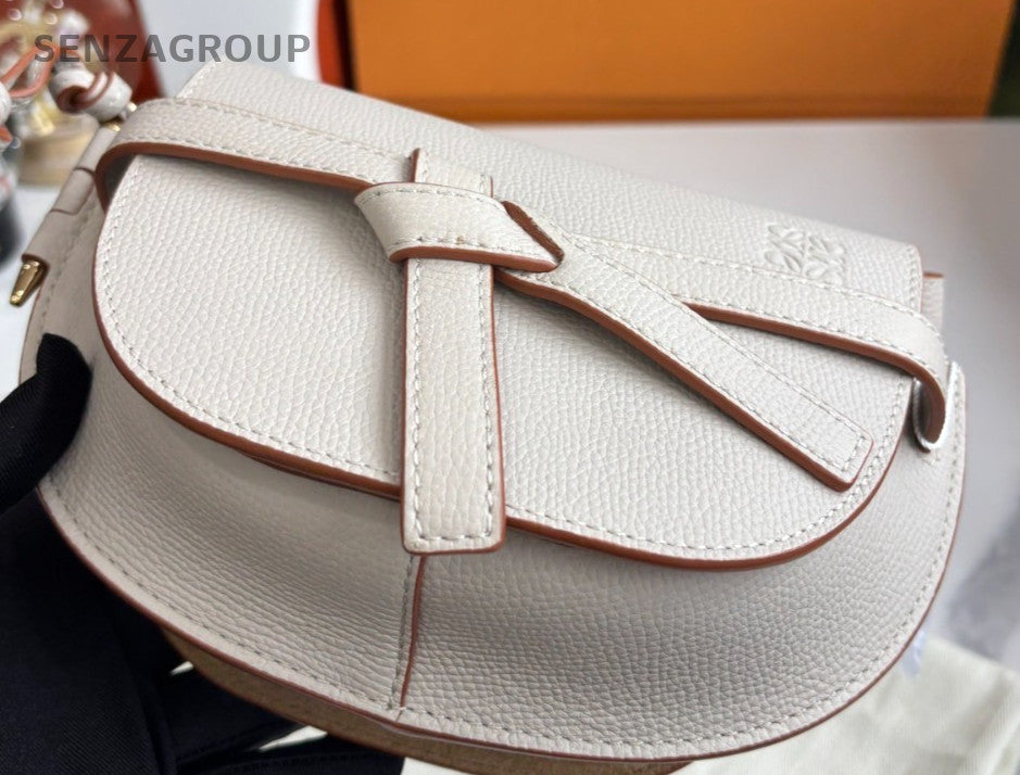 Loewe Mini Gate Calfskin Shoulder Crossbody Bag Oatmeal Women
