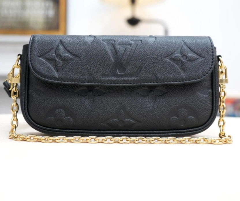 Louis Vuitton Ivy Chain Monogram Empreinte Black Gold Shoulder Bag Excellent