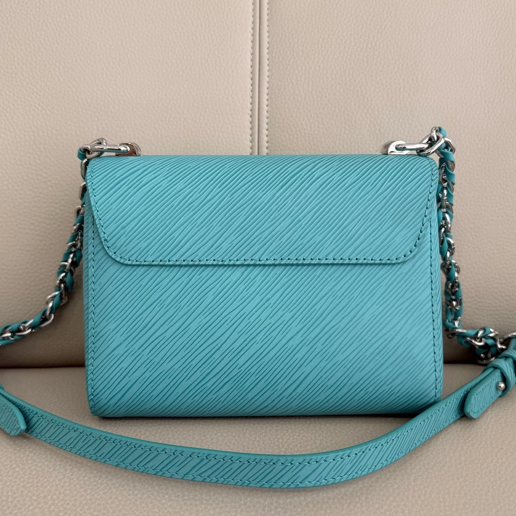 Authentic Louis Vuitton Twist Small Green Calfskin Shoulder Bag For Women