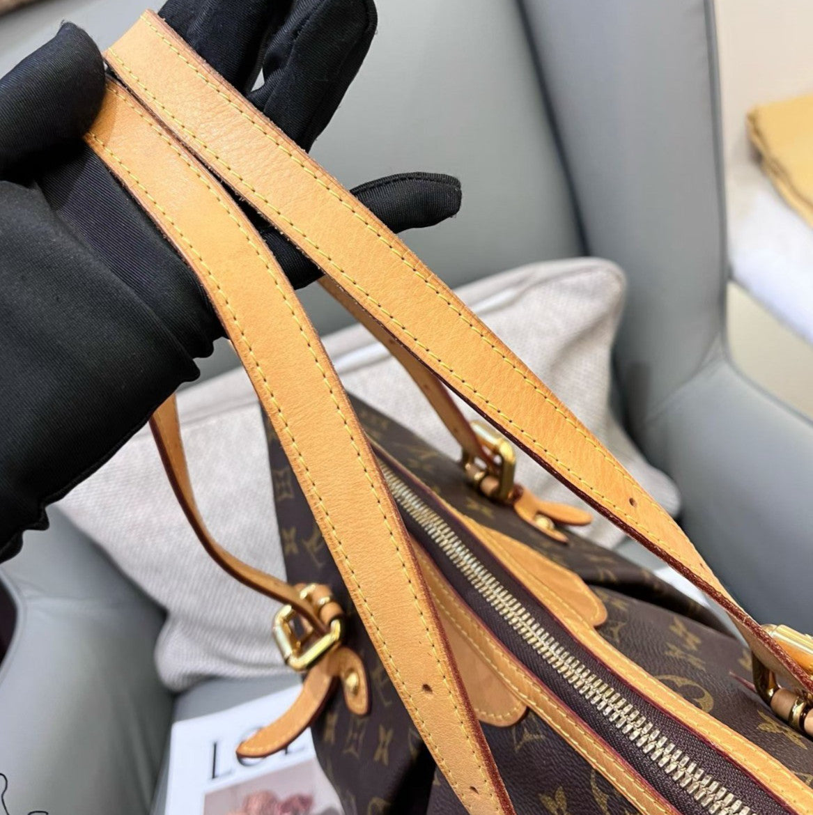 Louis Vuitton Palermo GM Monogram Crossbody Shoulder Bag Brown Gold Women