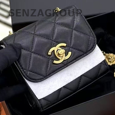 Chanel Classic Black Gold Quilted Chain Shoulder Crossbody Bag