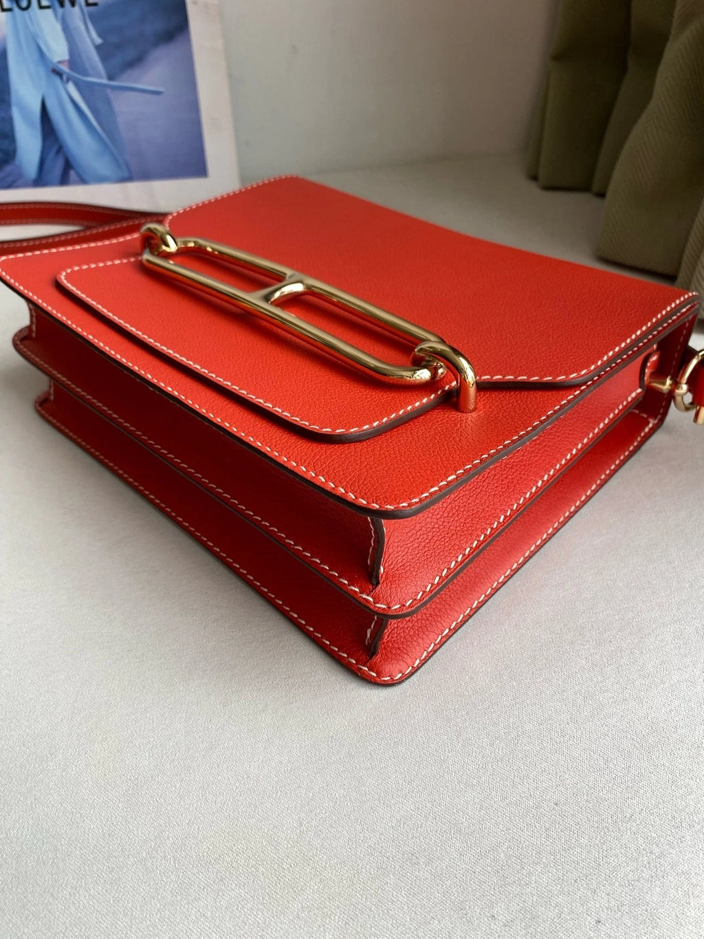 Hermes Roulis23 Tomato Red Shoulder Crossbody Bag For Women