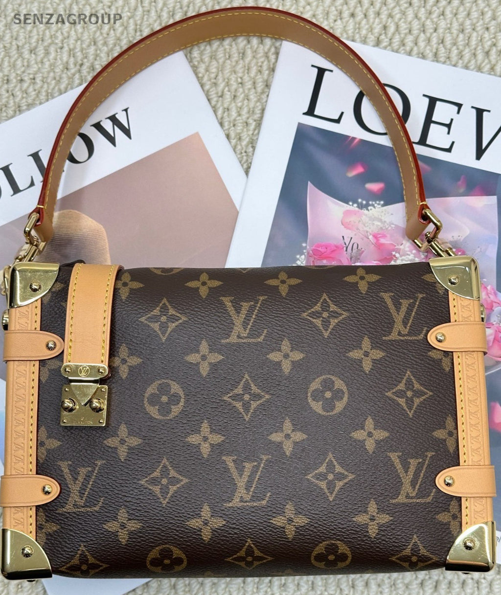 Louis Vuitton Side Trunk Monogram MM Top Handle Bag Brown Used Women Classic