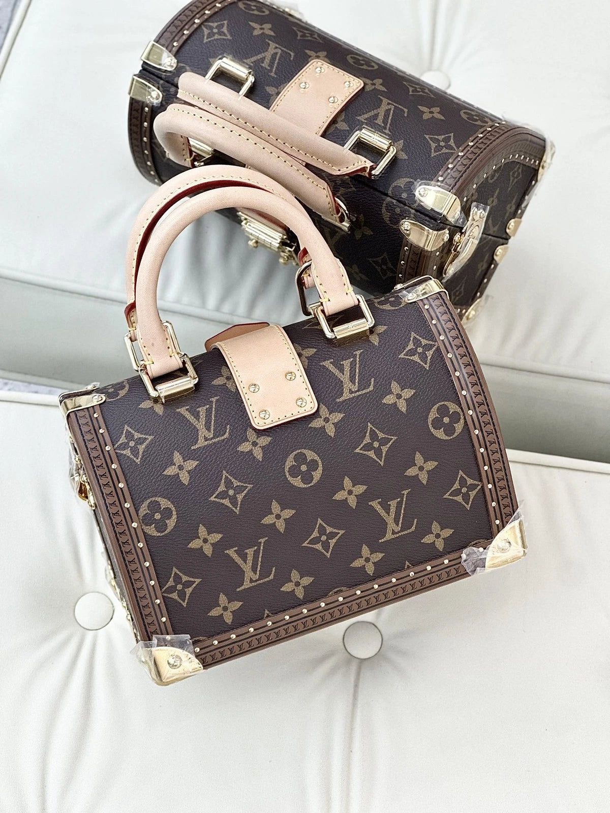 Louis Vuitton Speedy Trunk 20 Monogram Top Handle Crossbody Bag Brown Women S