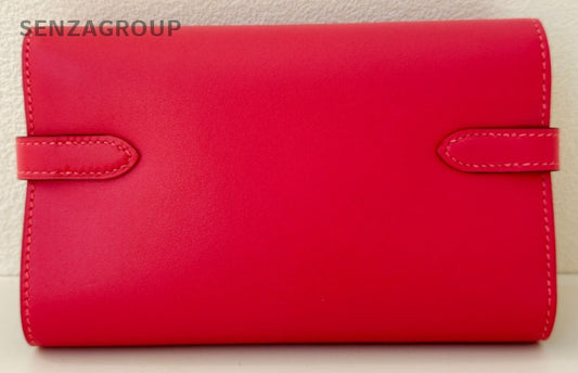Hermes Kelly Long Wallet Clutch Silver Hardware Pink Used Women Classic Designer