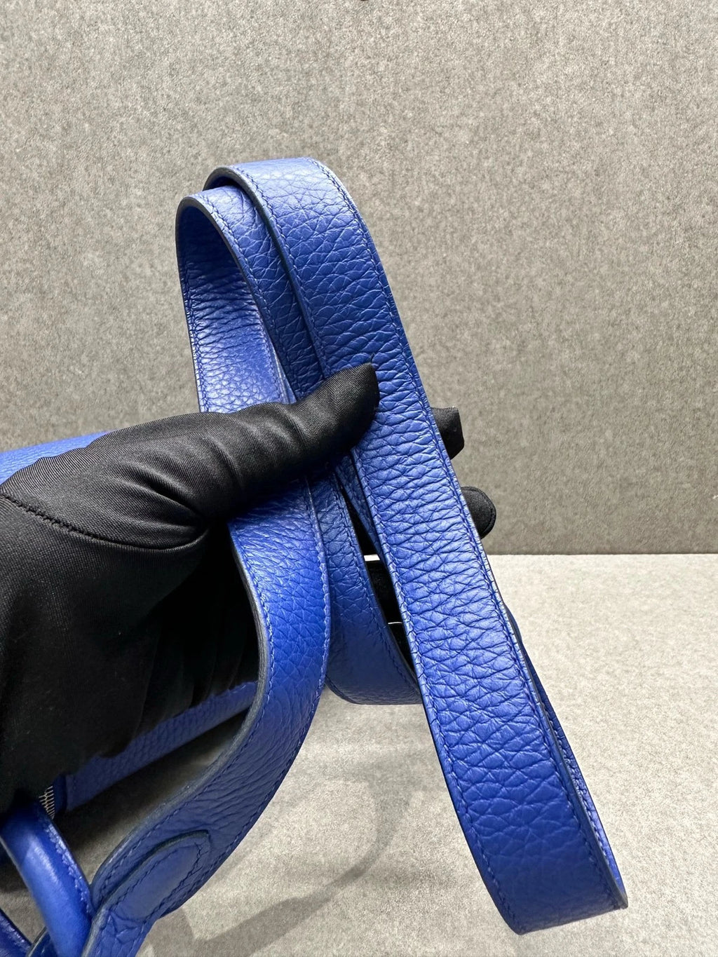 Hermes Mini Lindy TC Leather Blue Shoulder Handbag Crossbody Women