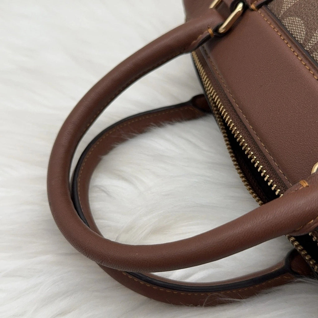 Coach Brown Signature Boston Crossbody Handbag Shoulder Bag For Women
