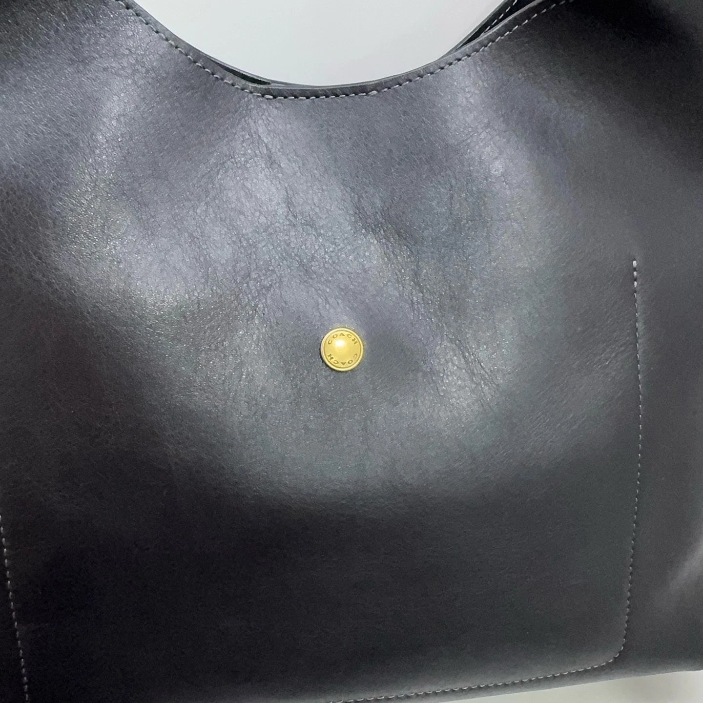 Coach Leather Brooklyn 28 Logo Hobo Shoulder Handbag For Women Black