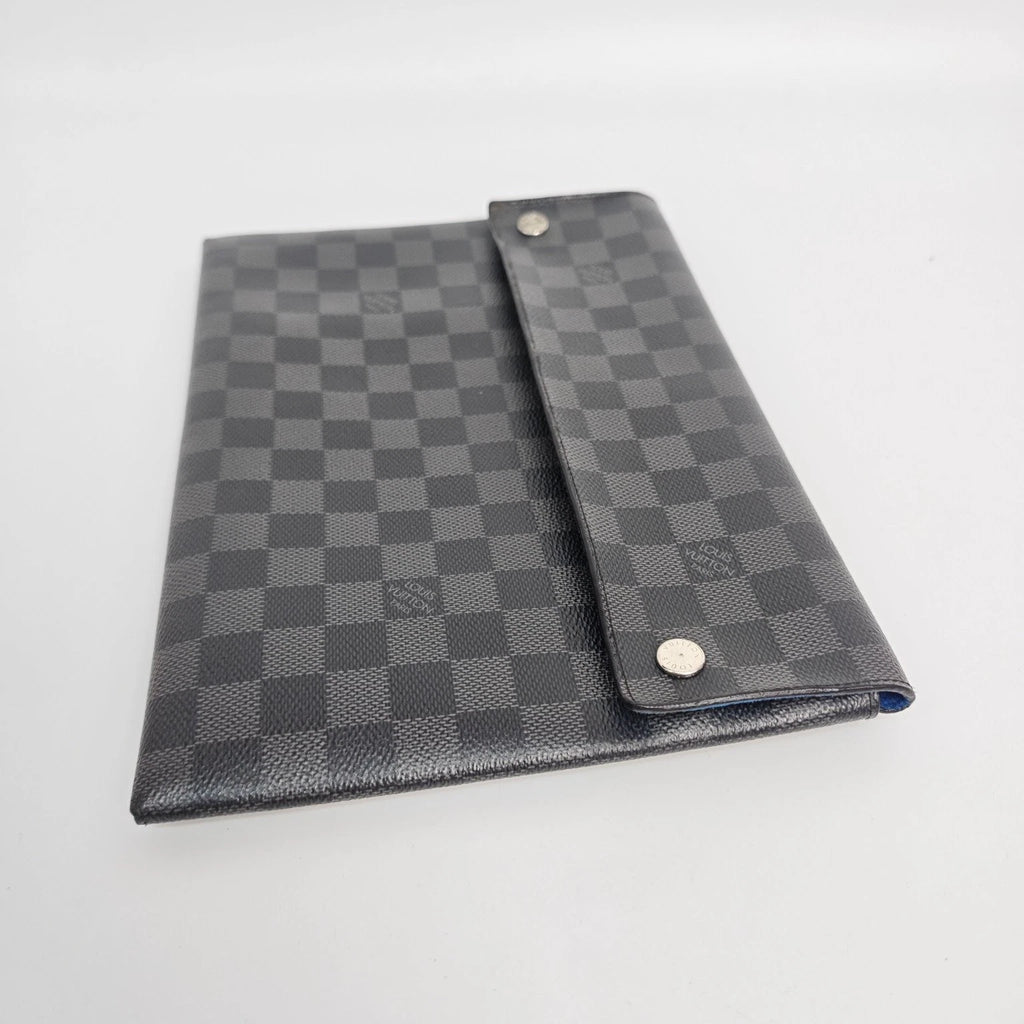 Louis Vuitton Black Grey Canvas Alpha Triple Clutch Bag For Women