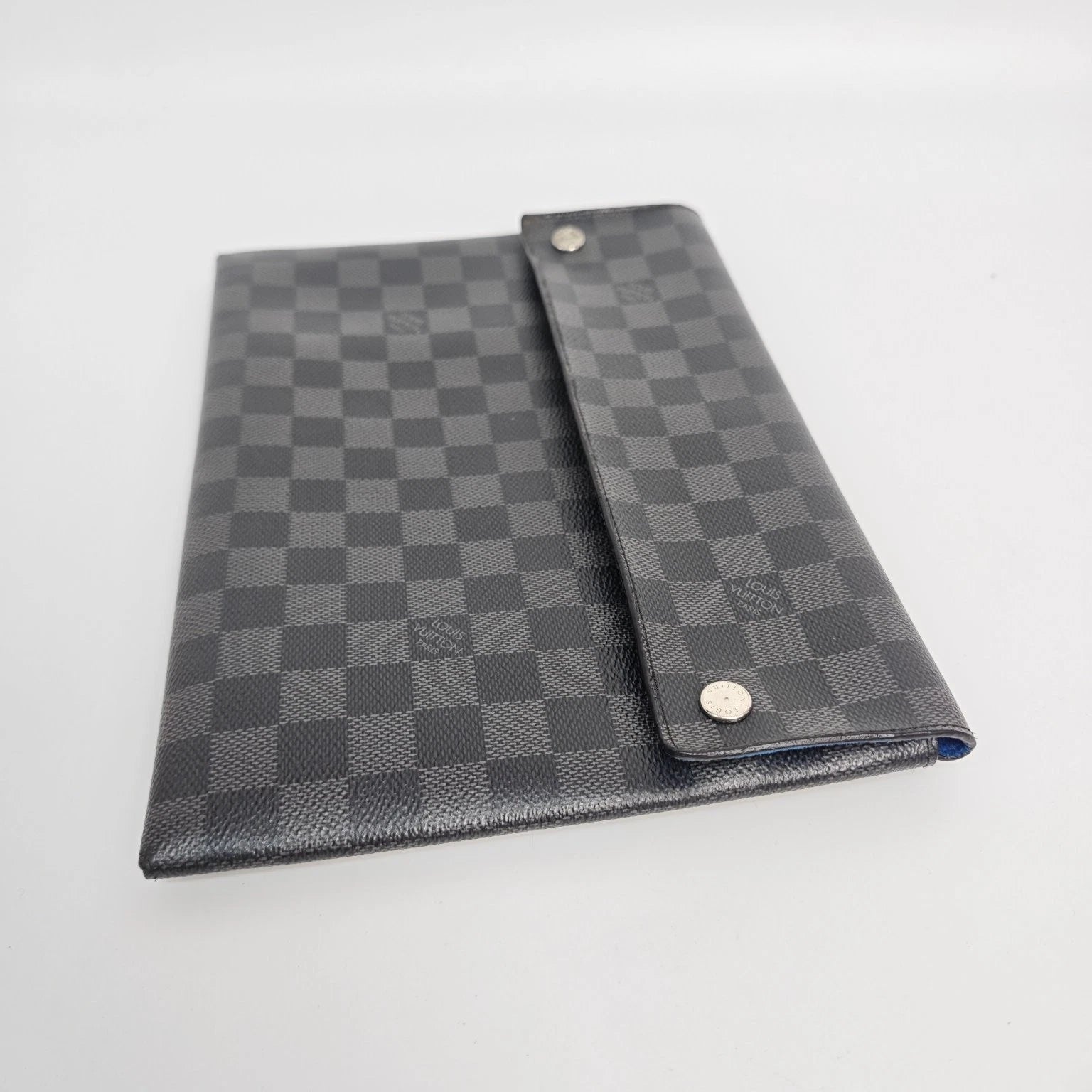 Louis Vuitton Black Grey Canvas Alpha Triple Clutch Bag For Women