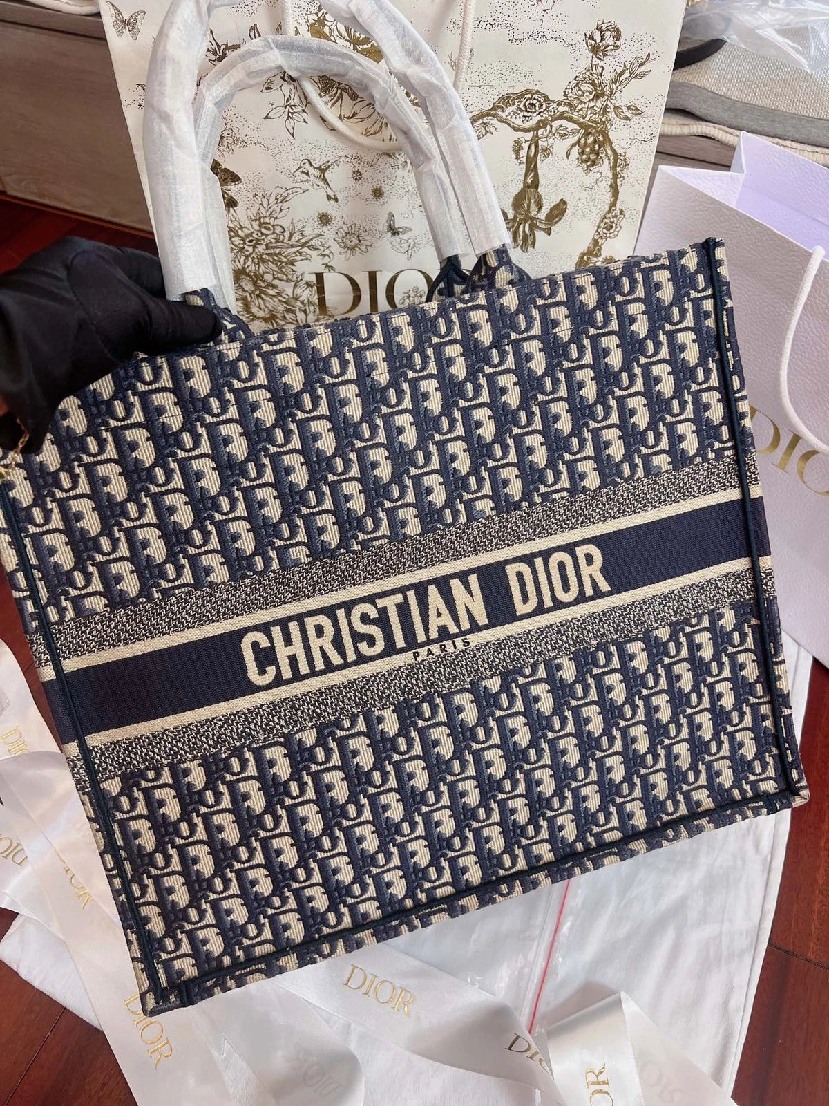 Dior Book Tote Blue Top Handle Tote Bag Excellent