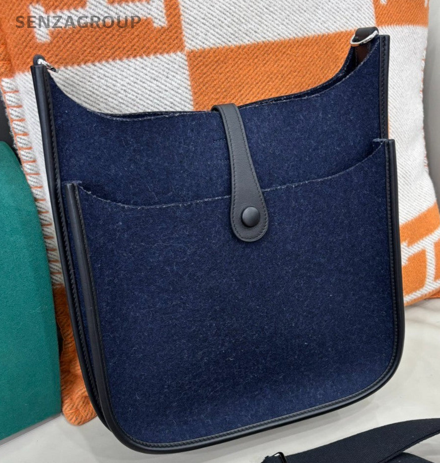 Hermes Evelyne29 Shoulder Bag Crossbody Blue Silver Women Classic