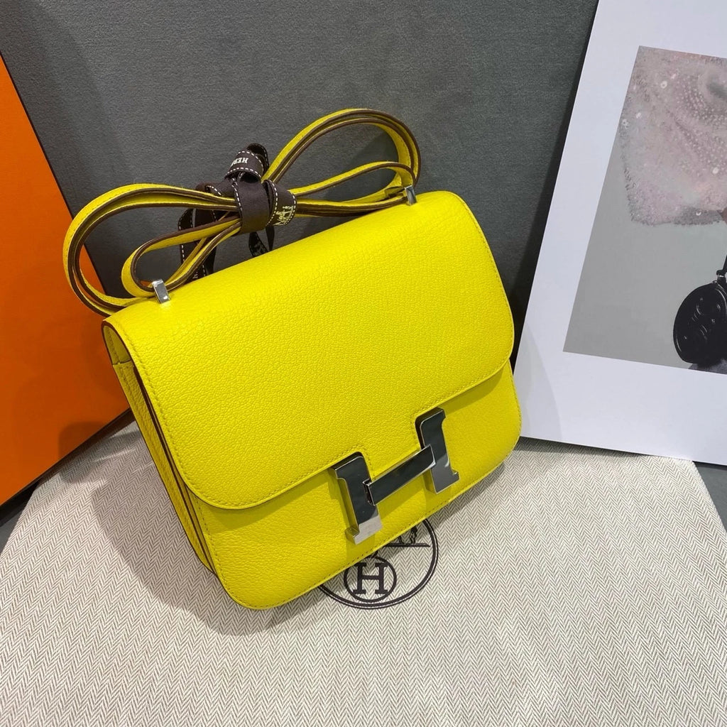 Hermes Constance19 Lemon Yellow Goatskin Women's Shoulder Bag