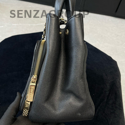 Chanel Black Quilted Calfskin Tote Bag with Gold Chain Strap
