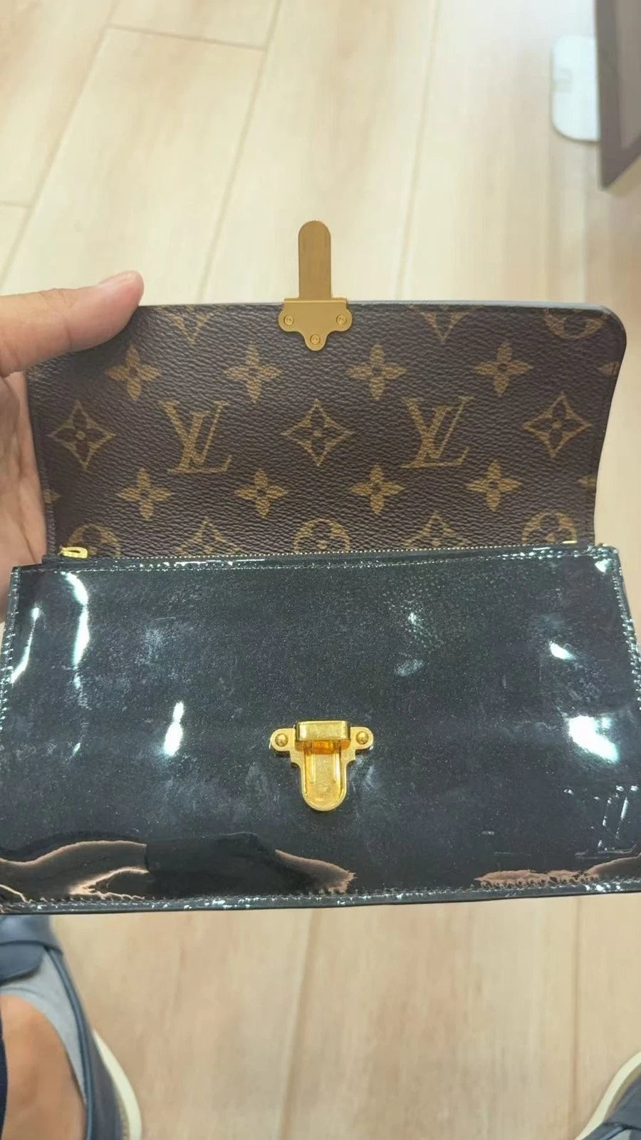Louis Vuitton Black Patent Monogram Shoulder Crossbody For Women