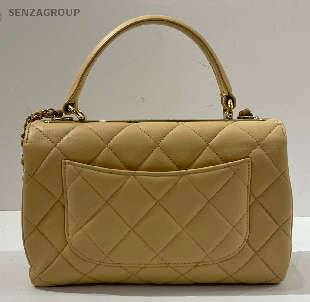 Chanel Trendy CC Diamond Top Handle Bag Chain Crossbody Yellow Gold Women