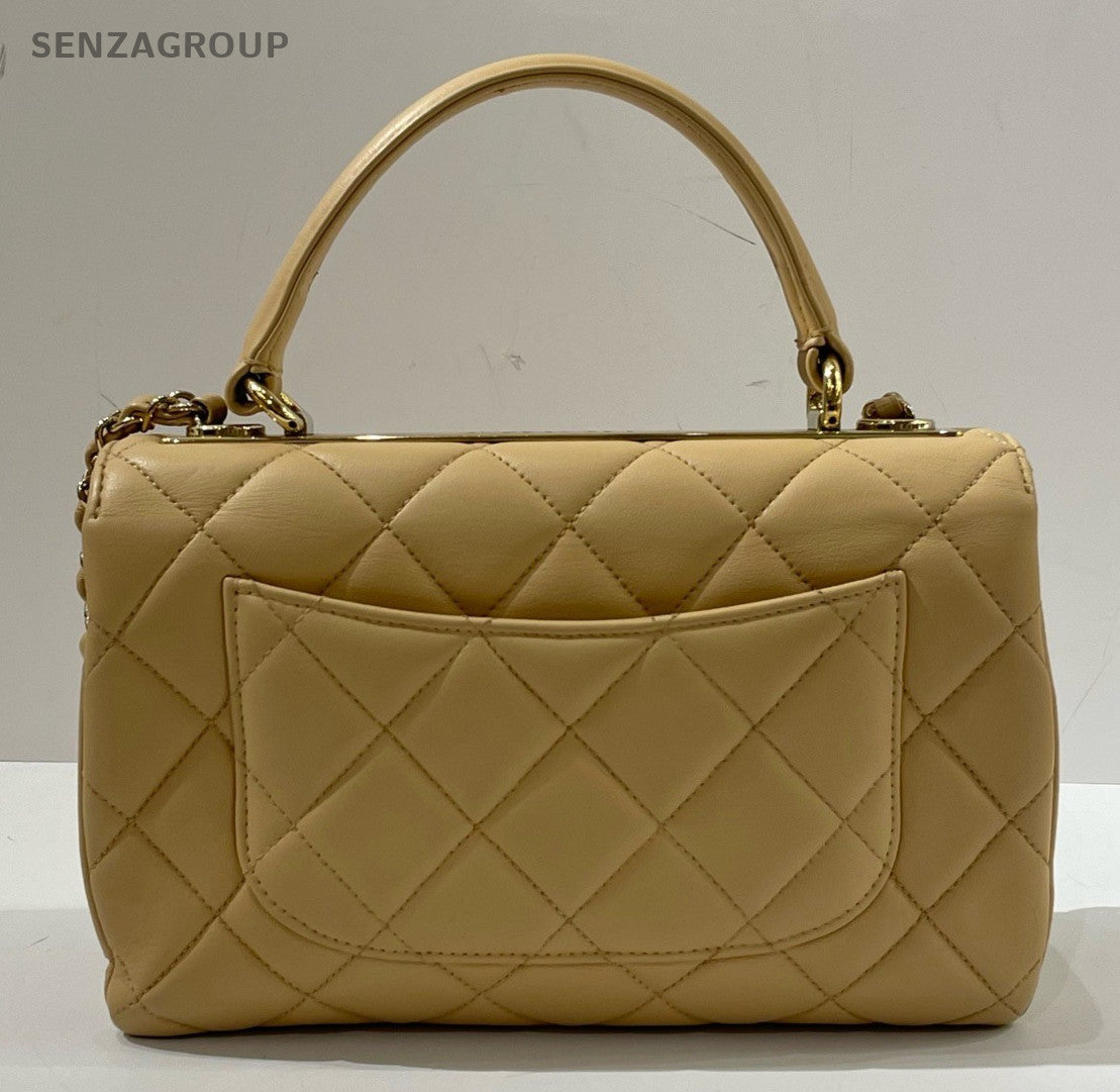 Chanel Trendy CC Diamond Top Handle Bag Chain Crossbody Yellow Gold Women