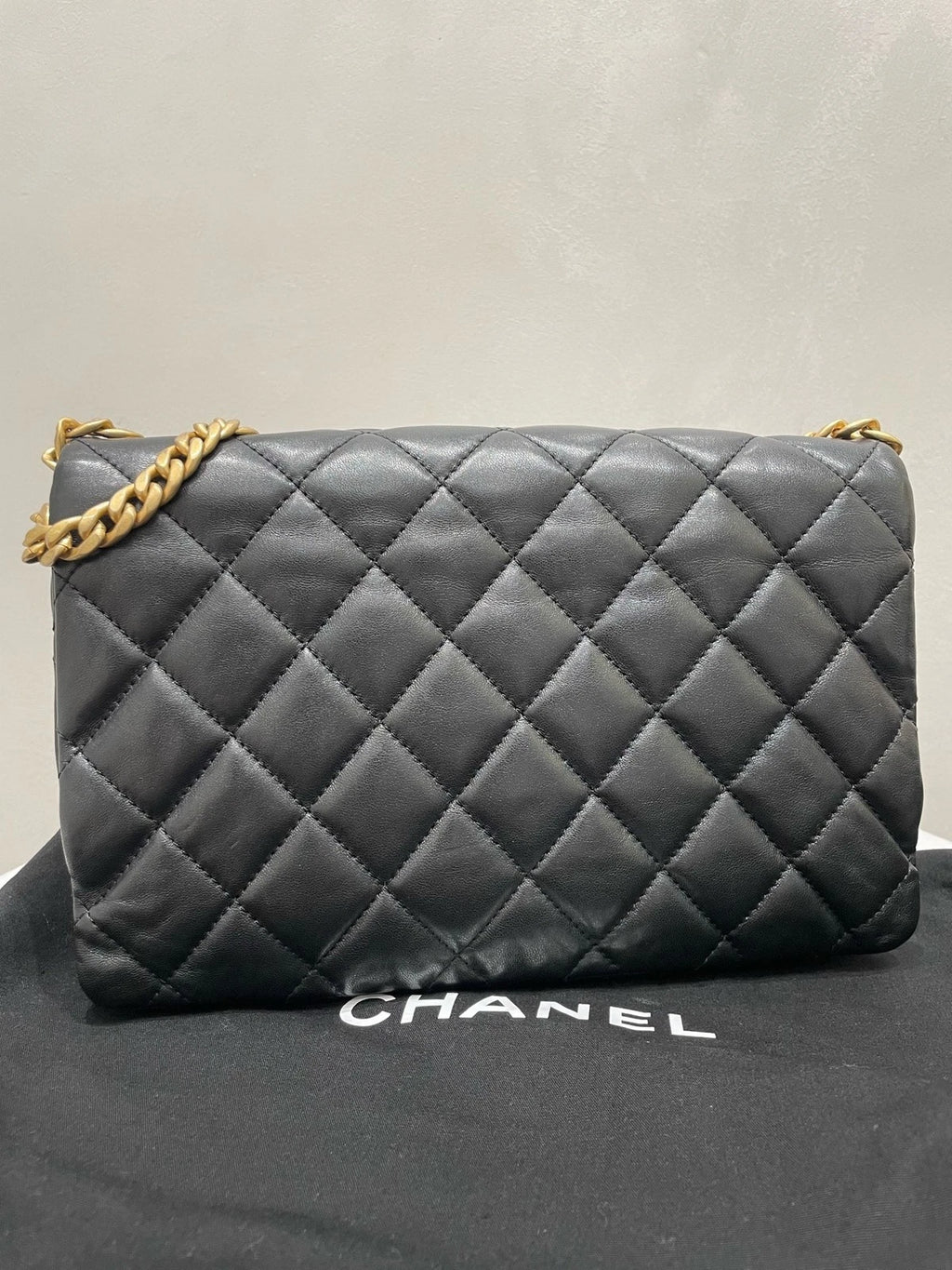 Authentic CHANEL Lambskin Black Flap Shoulder Bag For Women