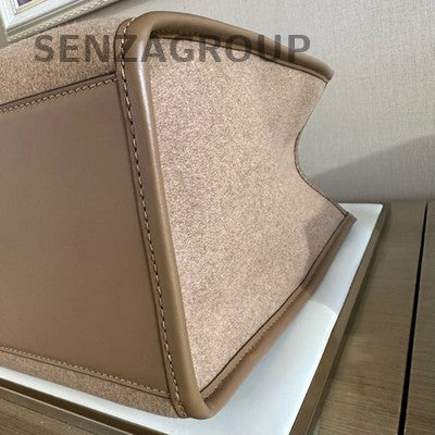 Fendi Brown Wool Large Tote Bag Classic Women's Handbag Shoulder Bag