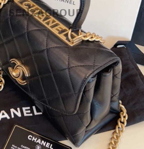 Chanel Trendy CC Handle PM Chain Crossbody Black Gold Women Classic Fashion