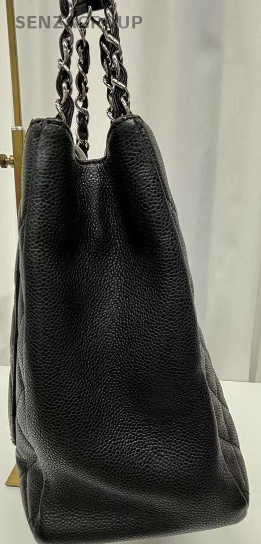 CHANEL Black Silver MatelasseChain GST  Shoulder Bag Tote