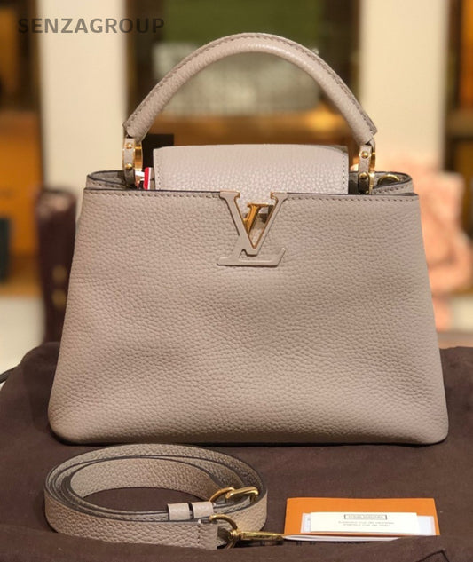 Louis Vuitton Capucines BB Top Handle Calfskin 2way Shoulder Handbag Gray Gold